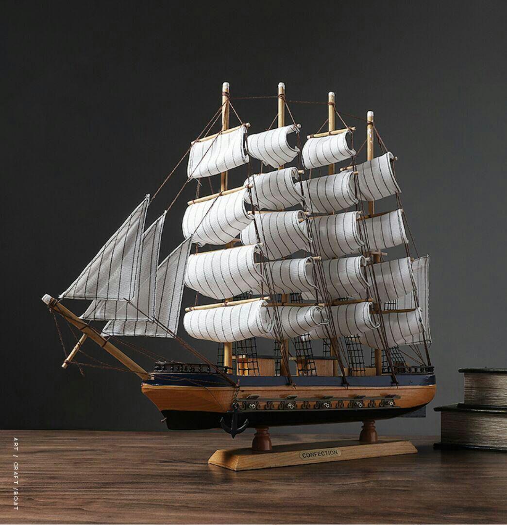 木製帆船の模型はアイデア装飾品を並べます