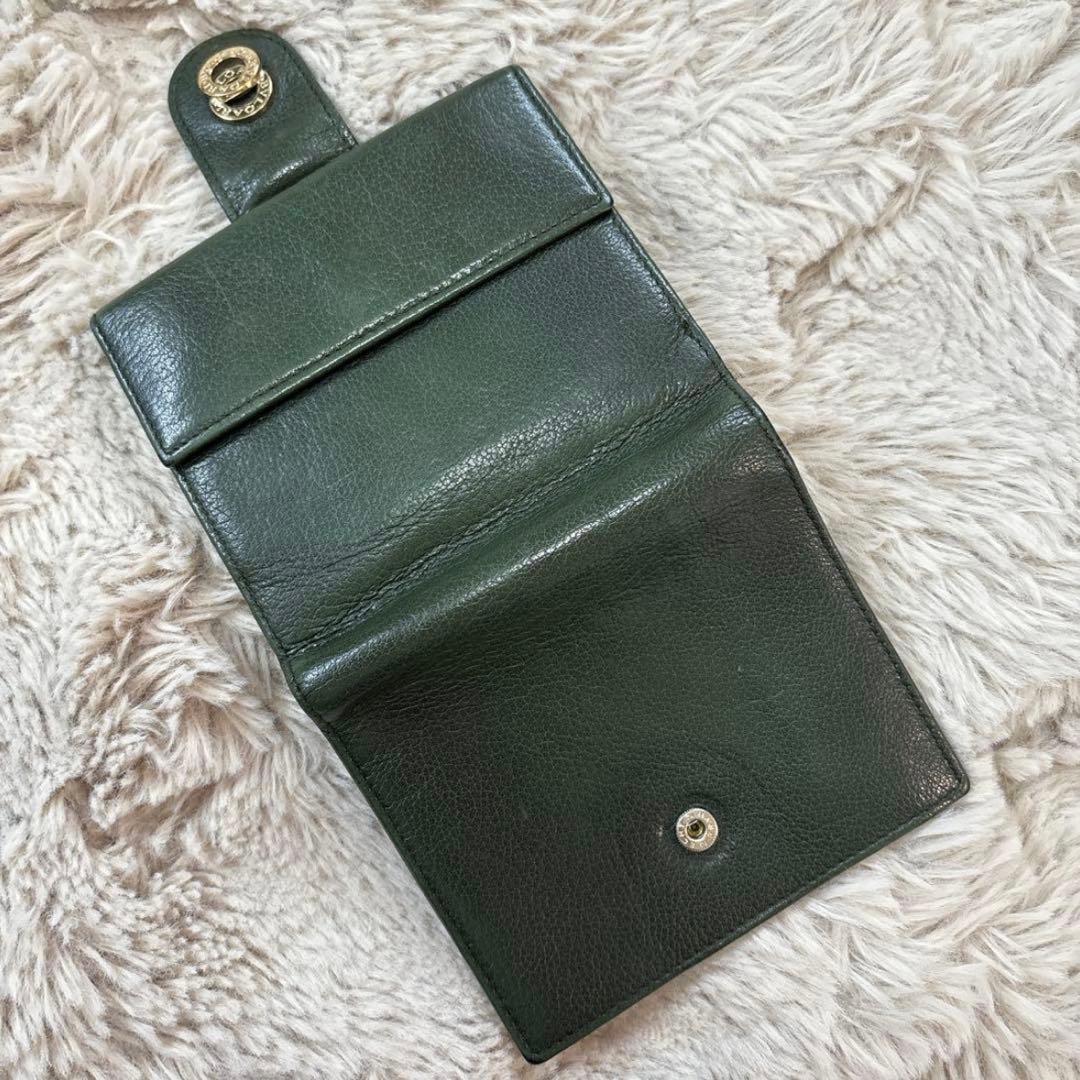 BVLGARI ブルガリ ダークグリーン レザー 二つ折り財布
