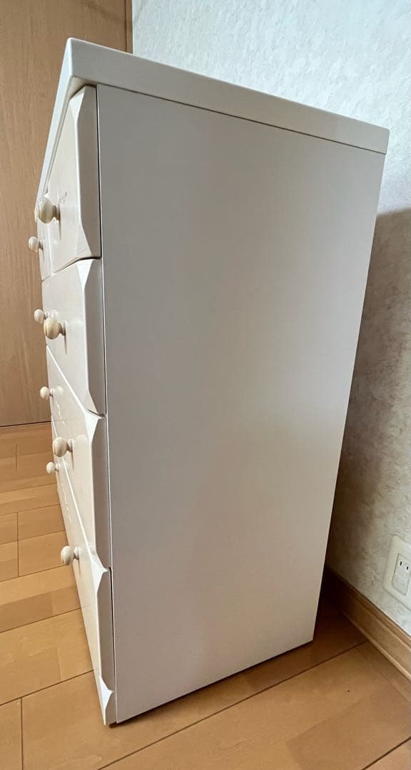 ホワイト 4段 木製チェスト