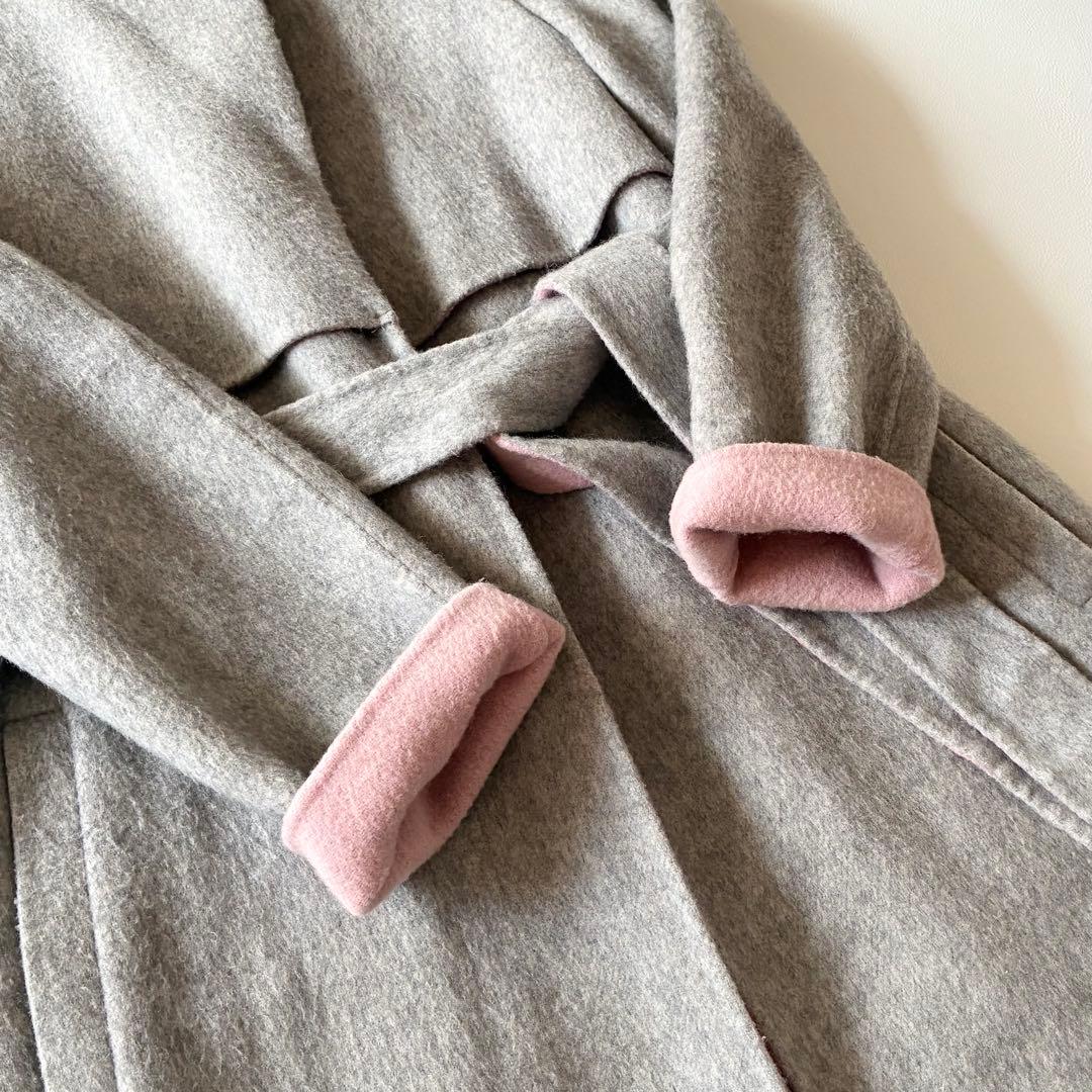 ANAYI　アナイ　近年モデル　ウールリバーコート　ガウンコート　グレーxピンク