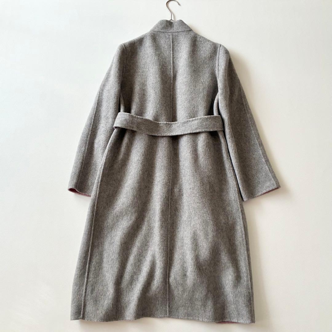 ANAYI　アナイ　近年モデル　ウールリバーコート　ガウンコート　グレーxピンク