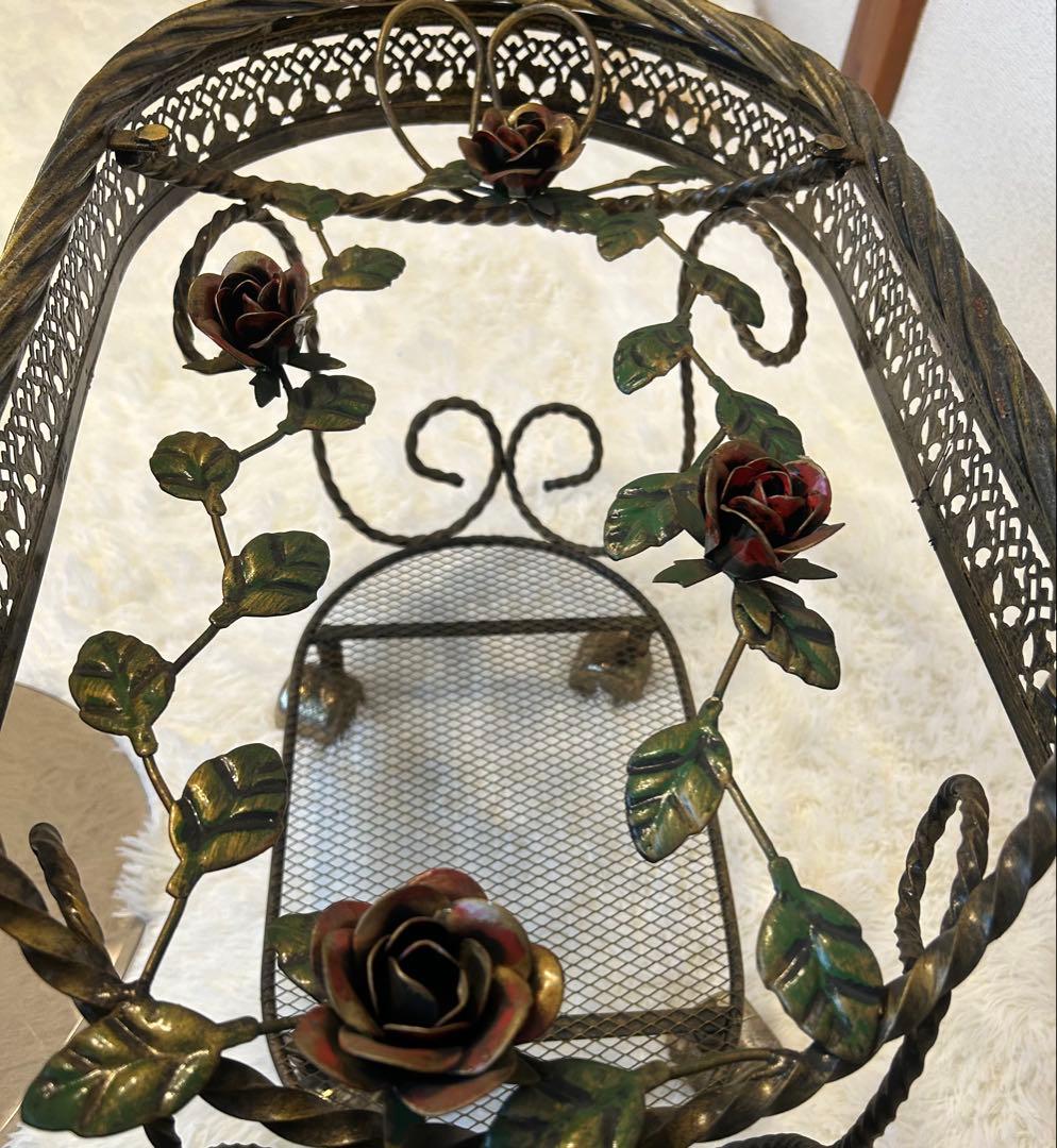 ヴィンテージ ミッドセンチュリー ガラス天板 真鍮キャスター HMC 薔薇