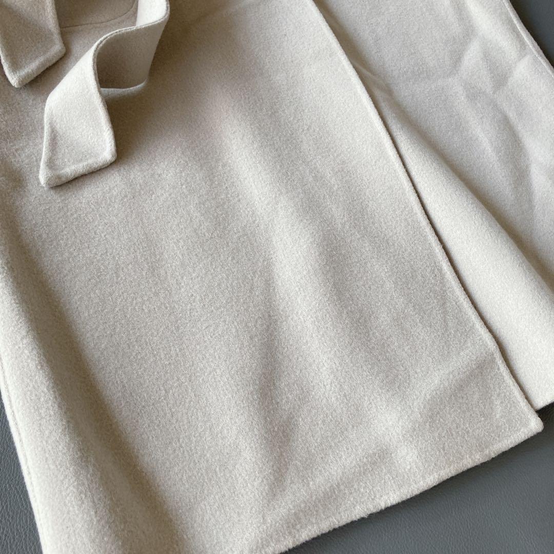 s*a様 ソージュ　ウールリバーローブコート　ロング　ベルト付き　グレージュ　S