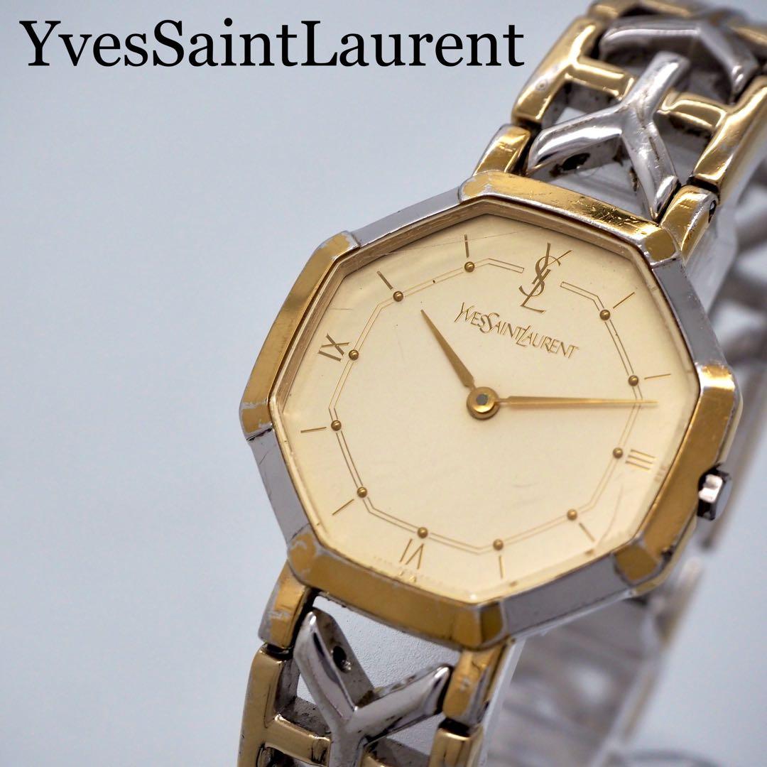 209 稼働 イヴサンローラン　時計 オクタゴン レディース ゴールド　希少