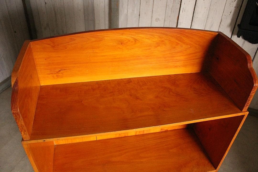 古いモールガラス戸棚　収納棚　小引き出し2杯