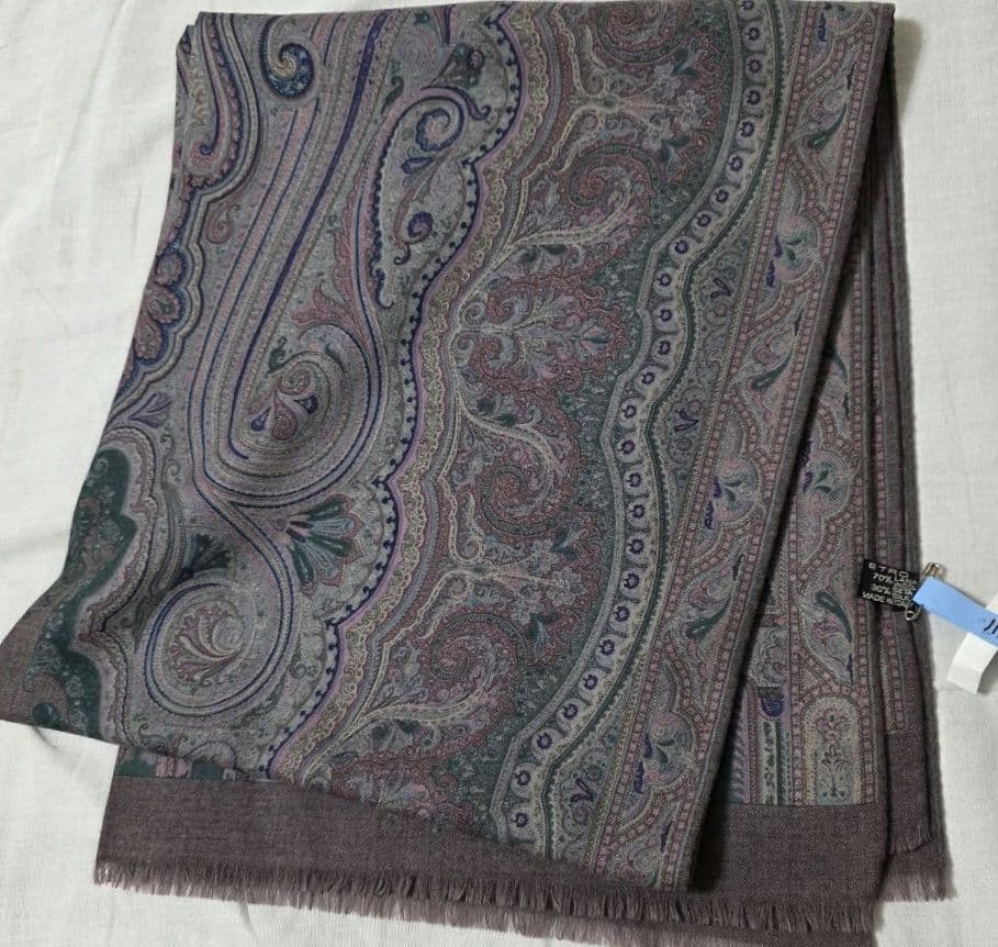ETRO ペイズリー柄 ストール ウールシルク 60×160cm