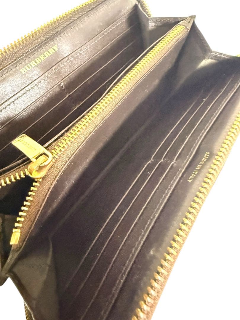 美品☆BURBERRY 長財布 シャドーホース ノバチェック ラウンドジップ