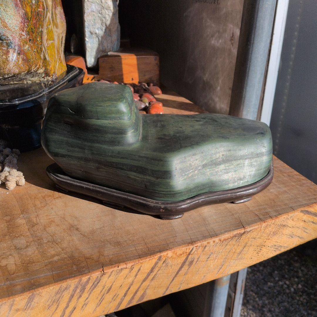 北海道日高産　青虎石　5.1キロ 鑑賞石 石　置物　オブジェ　インテリア