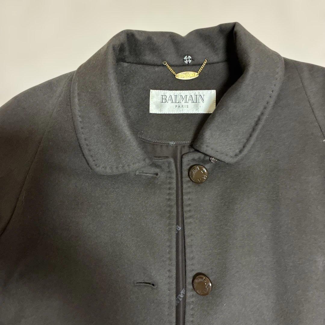 BALMAIN ダークブラウン ロングコート（裏シルク）