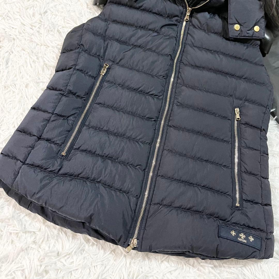 美品 タトラス オルシエラ 軽量ダウンベスト 紺　1 ラクーンファー　3way