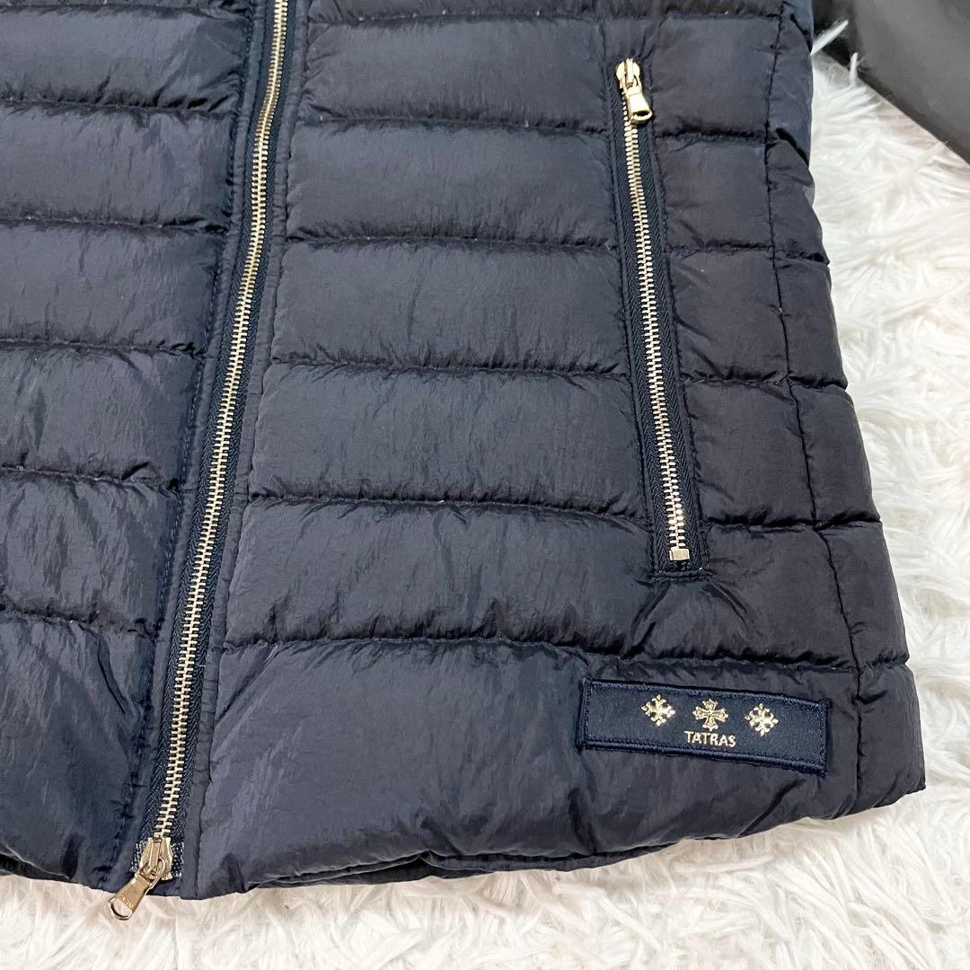 美品 タトラス オルシエラ 軽量ダウンベスト 紺　1 ラクーンファー　3way