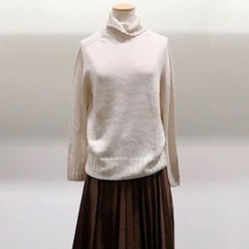 マーガレットハウエル リネン コットン ワイド ロール タートルネックニット Ⅱ