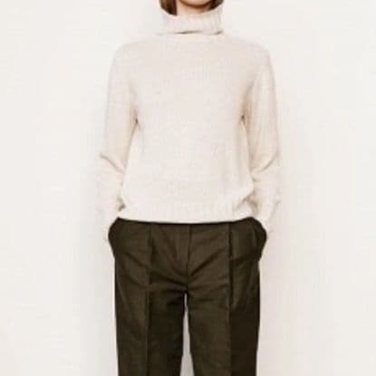 マーガレットハウエル リネン コットン ワイド ロール タートルネックニット Ⅱ
