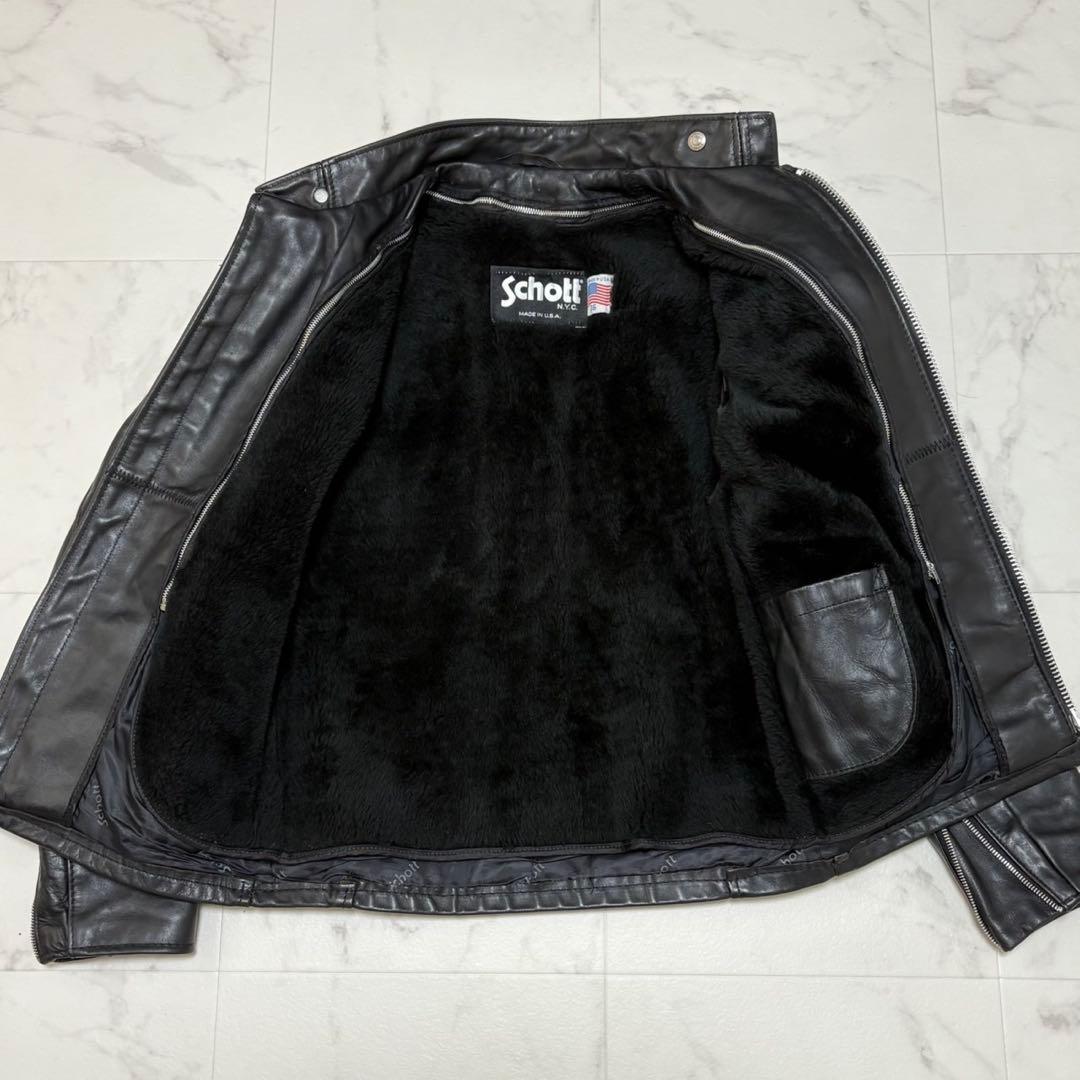 美品✨schott シングル ライダースジャケット 641 ボアライナー付