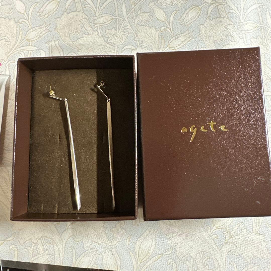 ａg e teアガットＫ10ひねりデザインシルバー、マットゴールドピアス