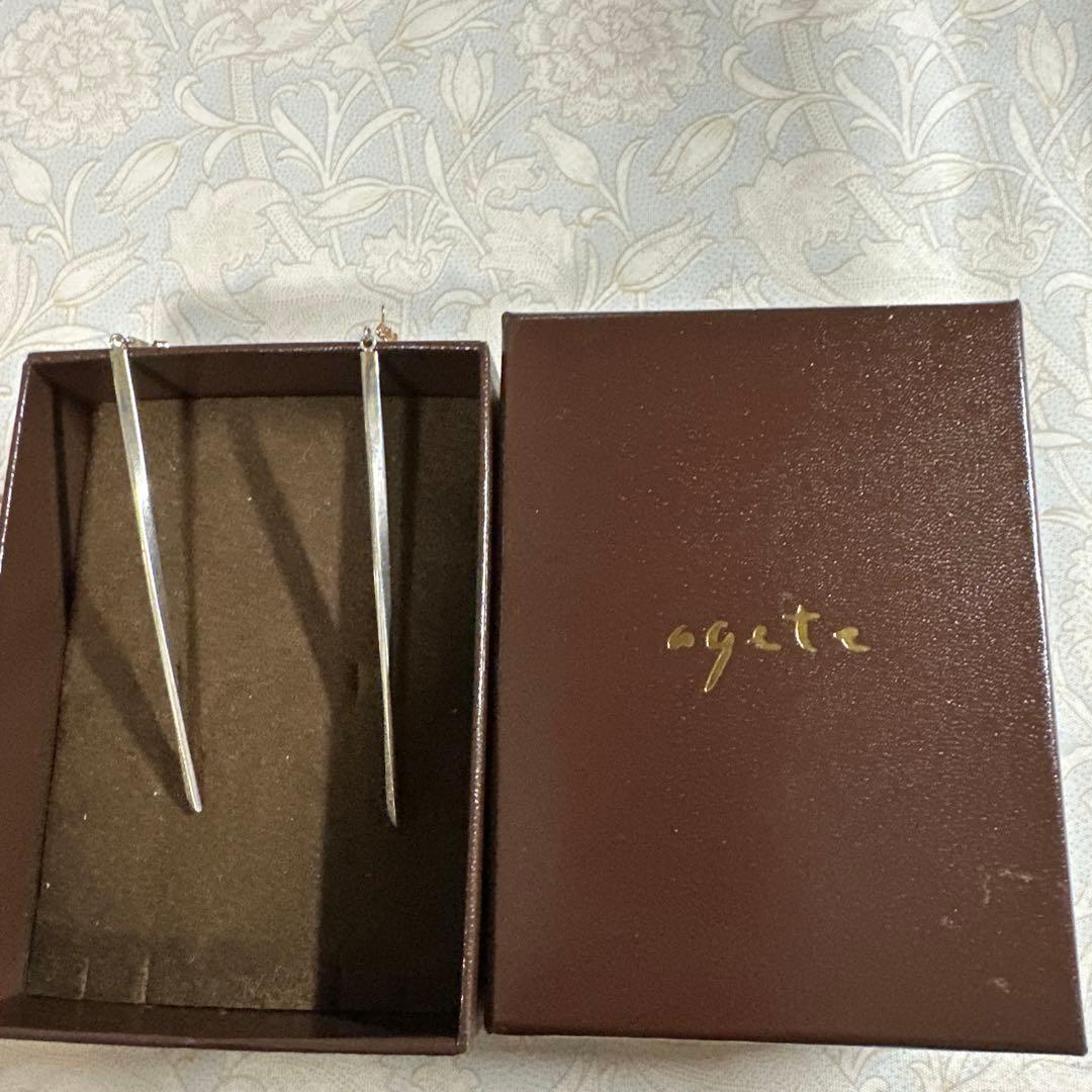 ａg e teアガットＫ10ひねりデザインシルバー、マットゴールドピアス