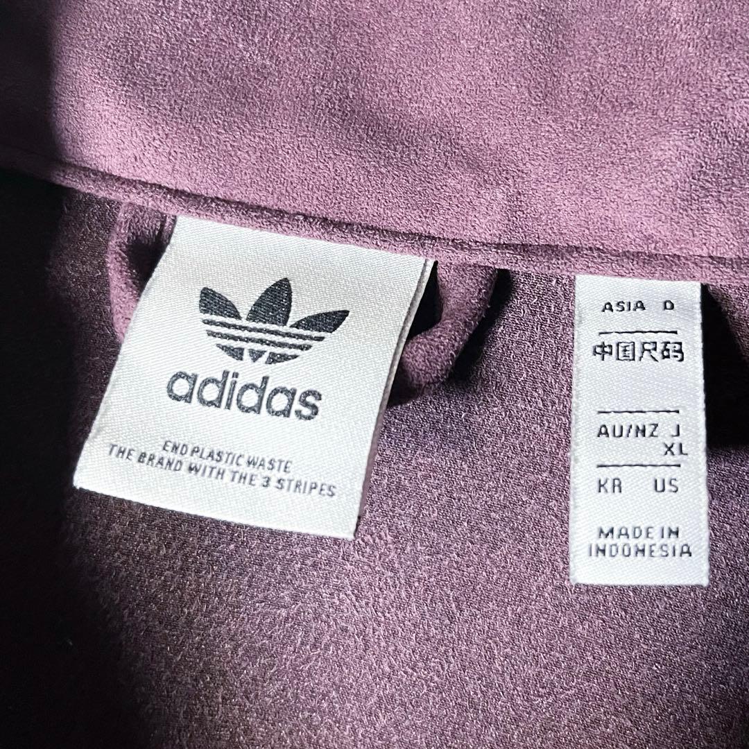 【極美品 レディース XL】アディダス 刺繍ロゴ スウェード トラックトップ.