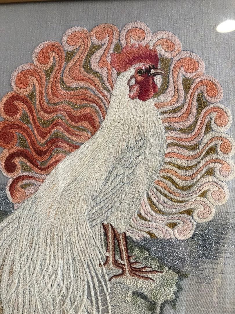 文化刺繍尾長鶏