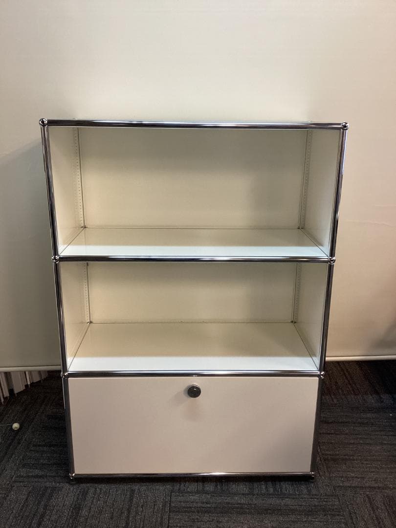 USMハラー ３段 オープンキャビネット シェルフ ホワイト ドロップダウン