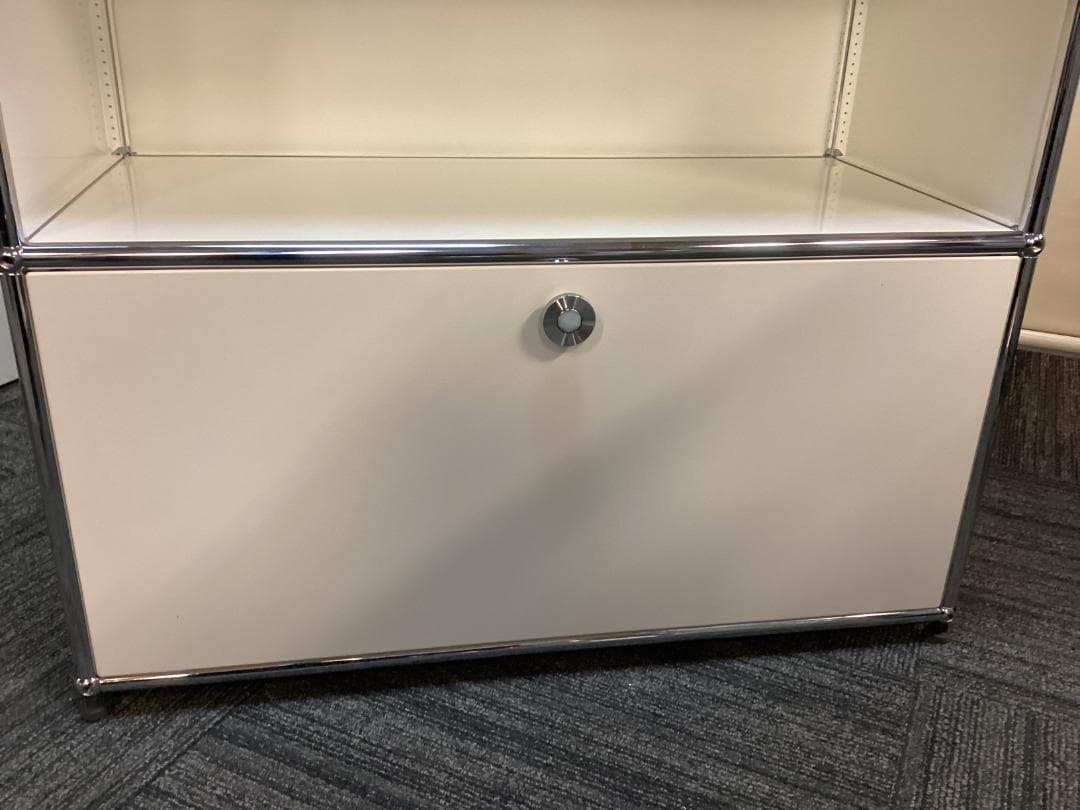 USMハラー ３段 オープンキャビネット シェルフ ホワイト ドロップダウン