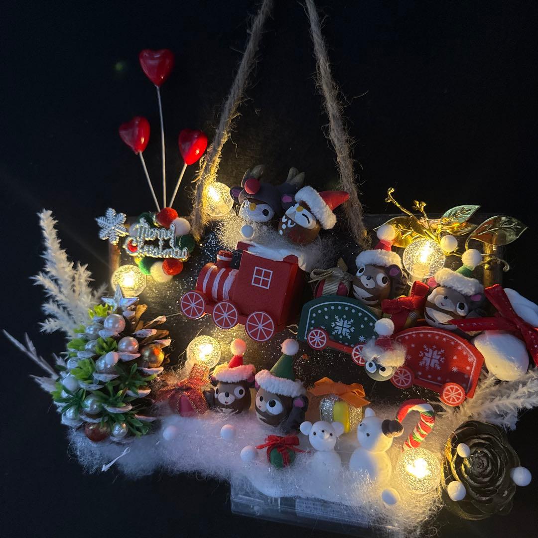 どんぐりアート♡ Xmasタペストリー風＆ブーツオブジェ2点♡