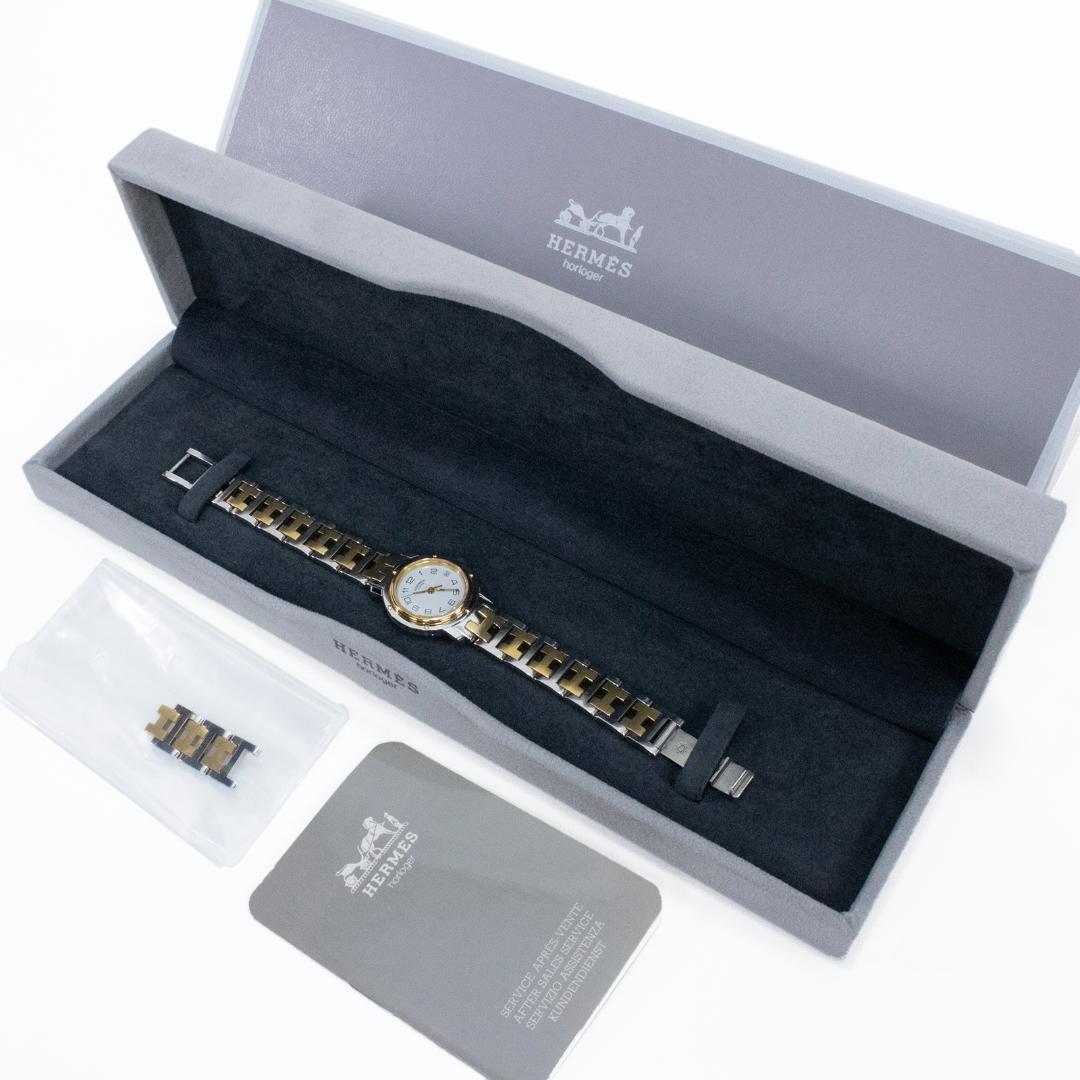 エルメス 腕時計 3針 レディース クリッパー CL3.240 白 H文字ベルト