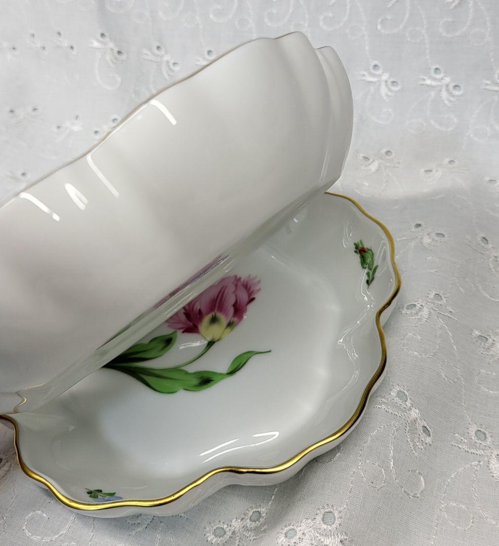 未使用近✨ヘレンド バコニーの春 ピンクのチューリップ クッキーボウル 小皿