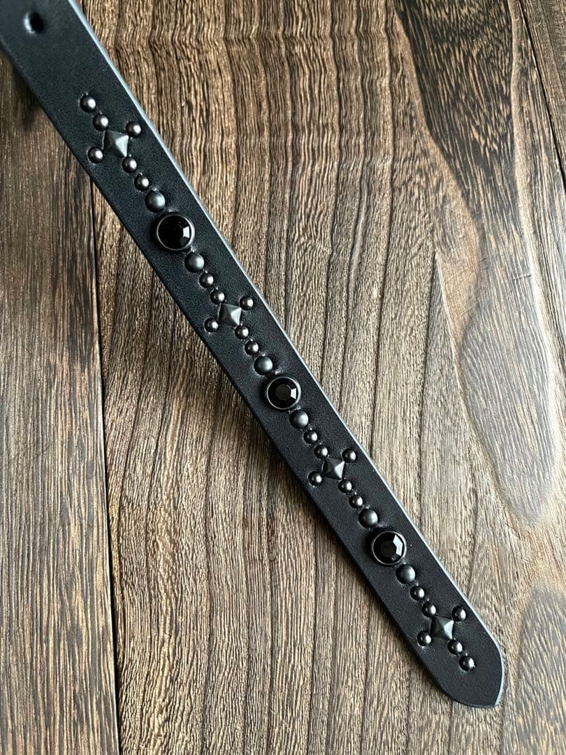 ナローロングベルト　オールブラック　牛ヌメ　exca HTC CALEE