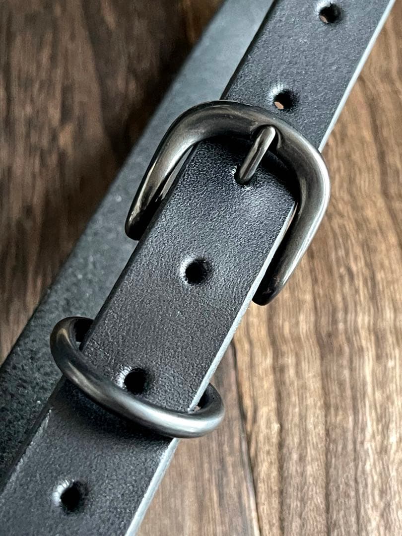 ナローロングベルト　オールブラック　牛ヌメ　exca HTC CALEE