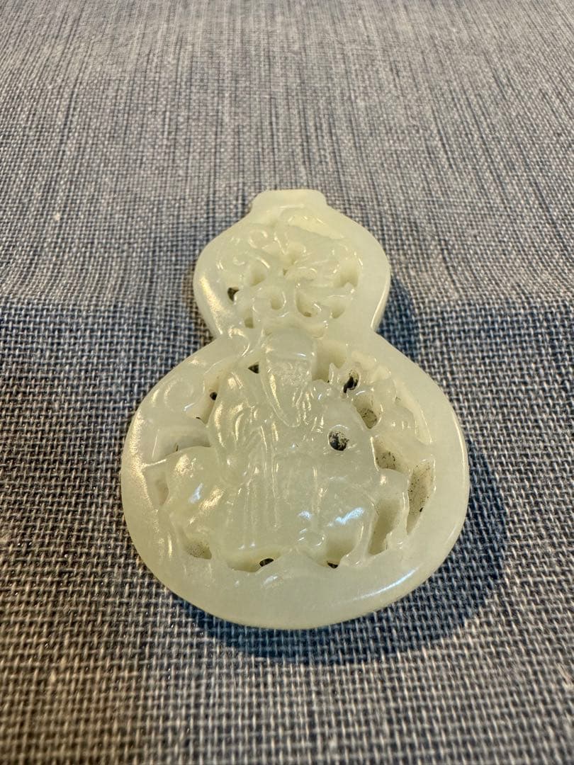 本玉天然石 老玉和田玉 瓢箪 清時代古玉中国古美術白砡白玉清代手彫 お守り 仏像