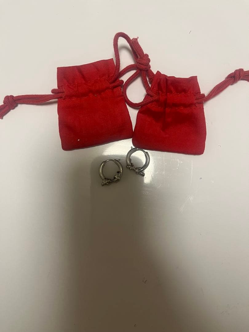 ディーゼル 有刺鉄線 ステンレススティール フープピアス FREE シルバー２つ