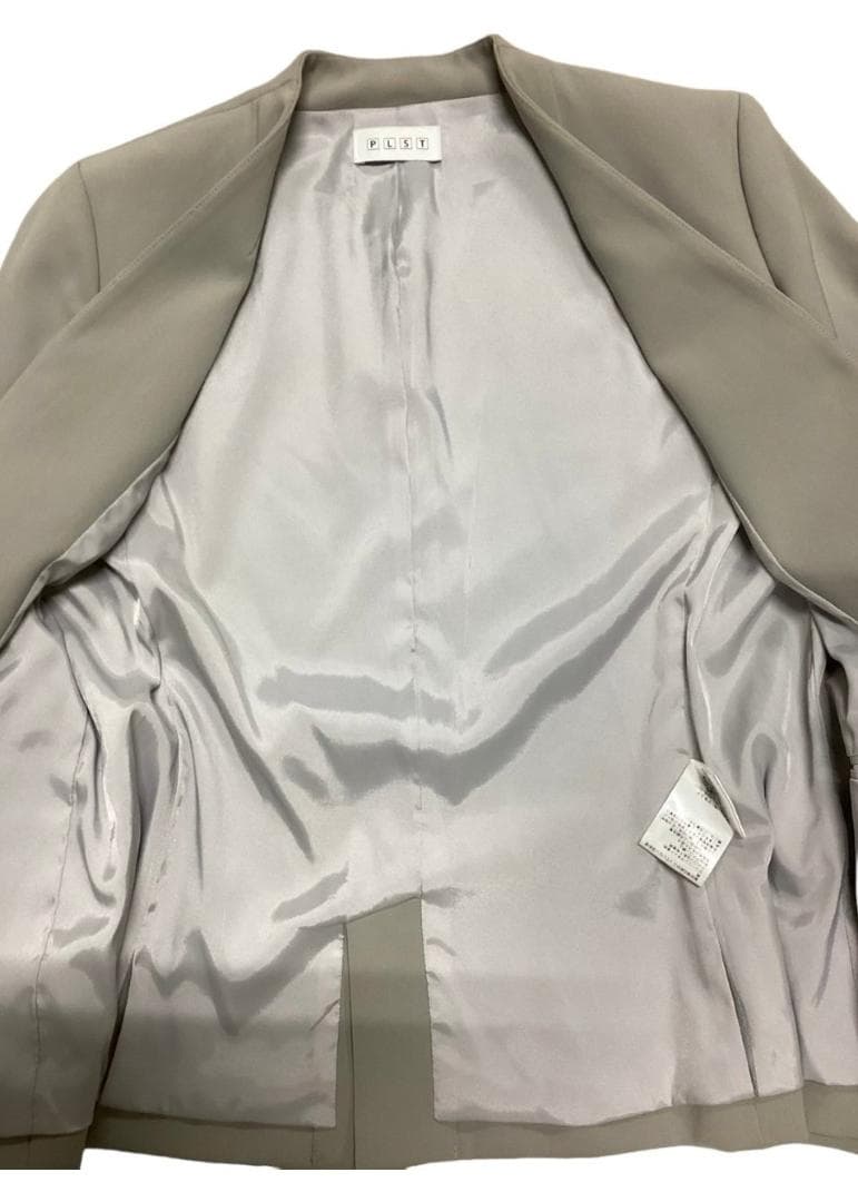PLST セットアップ レディース ビジネススーツ ノーカラージャケット パンツ