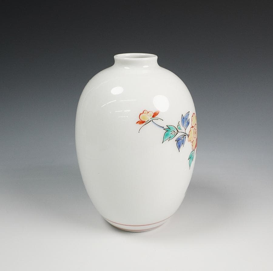 十三代 酒井田柿右衛門 錦 牡丹文 花瓶 共箱 花器