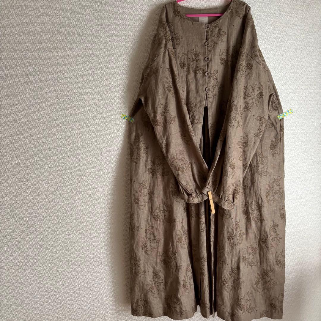 【新品】ツハル　リネン総刺繍コートワンピース　羽織　スプリングコート