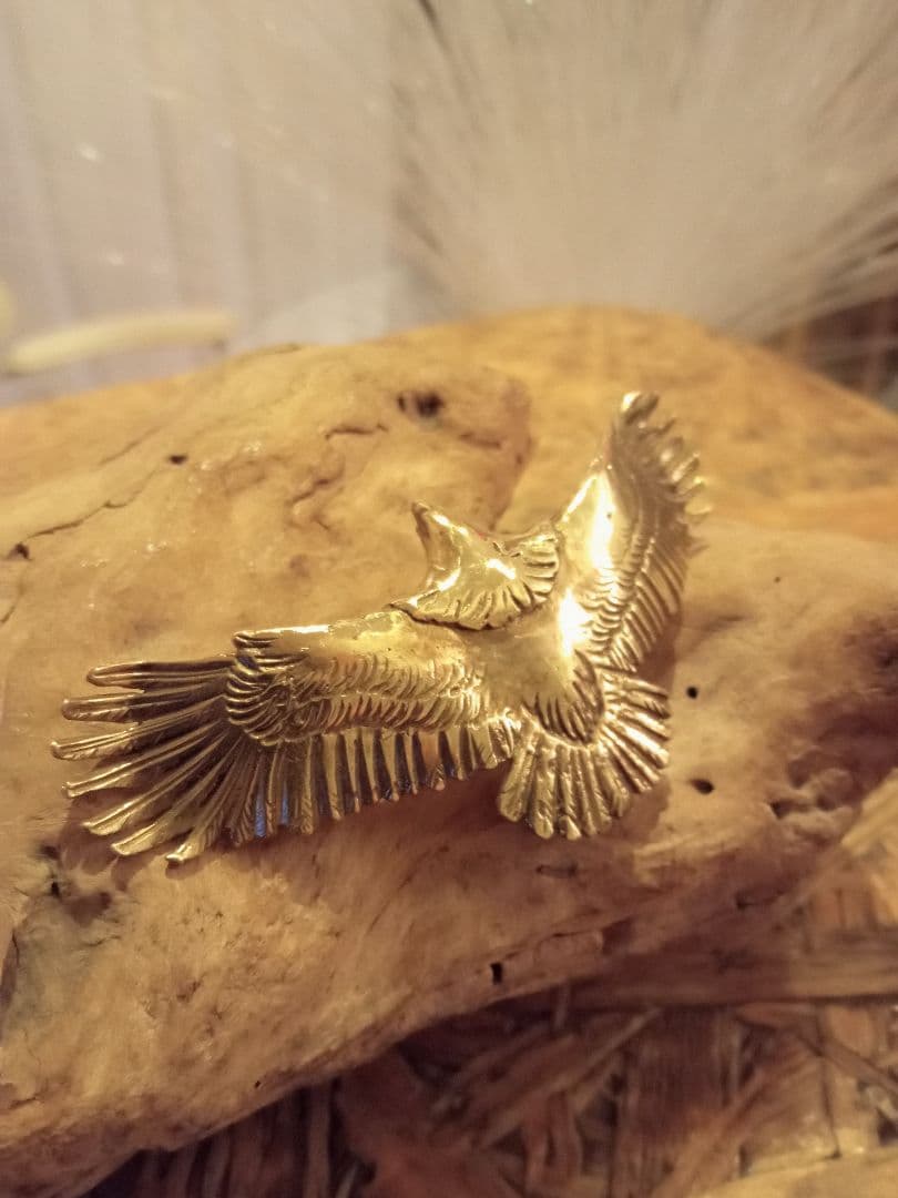 真鍮,全金色,大イーグル,ペンダント細角デザインチェーン,フックホイールカスタム