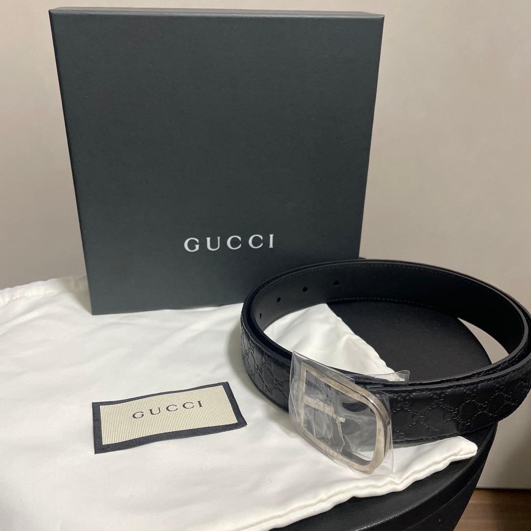 【新品】GUCCI ブラックレザー ベルト 85/34