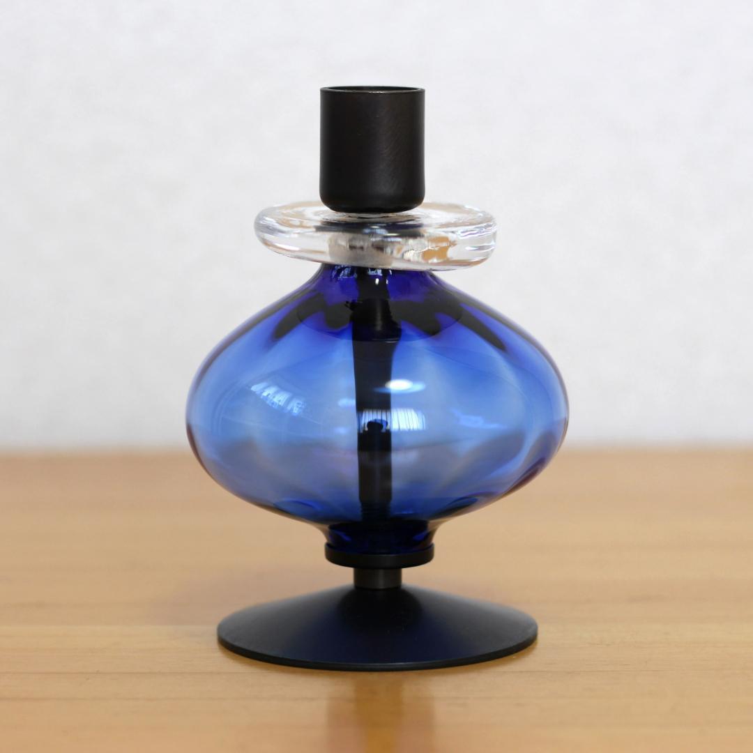 【美品】エリックホグラン　キャンドルスタンド オニオン型　ブルー 01