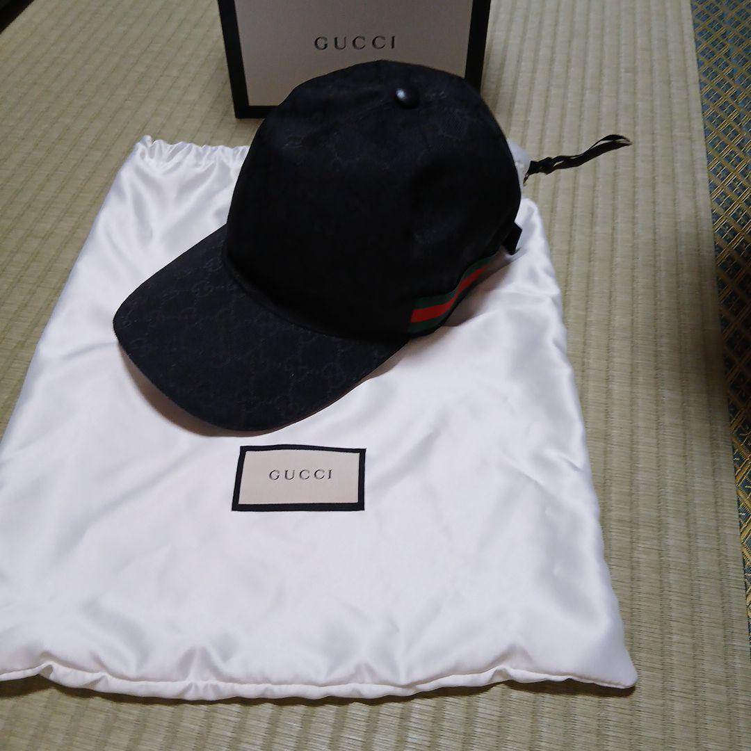Gucci ブラック GGパターン キャップ Mサイズ
