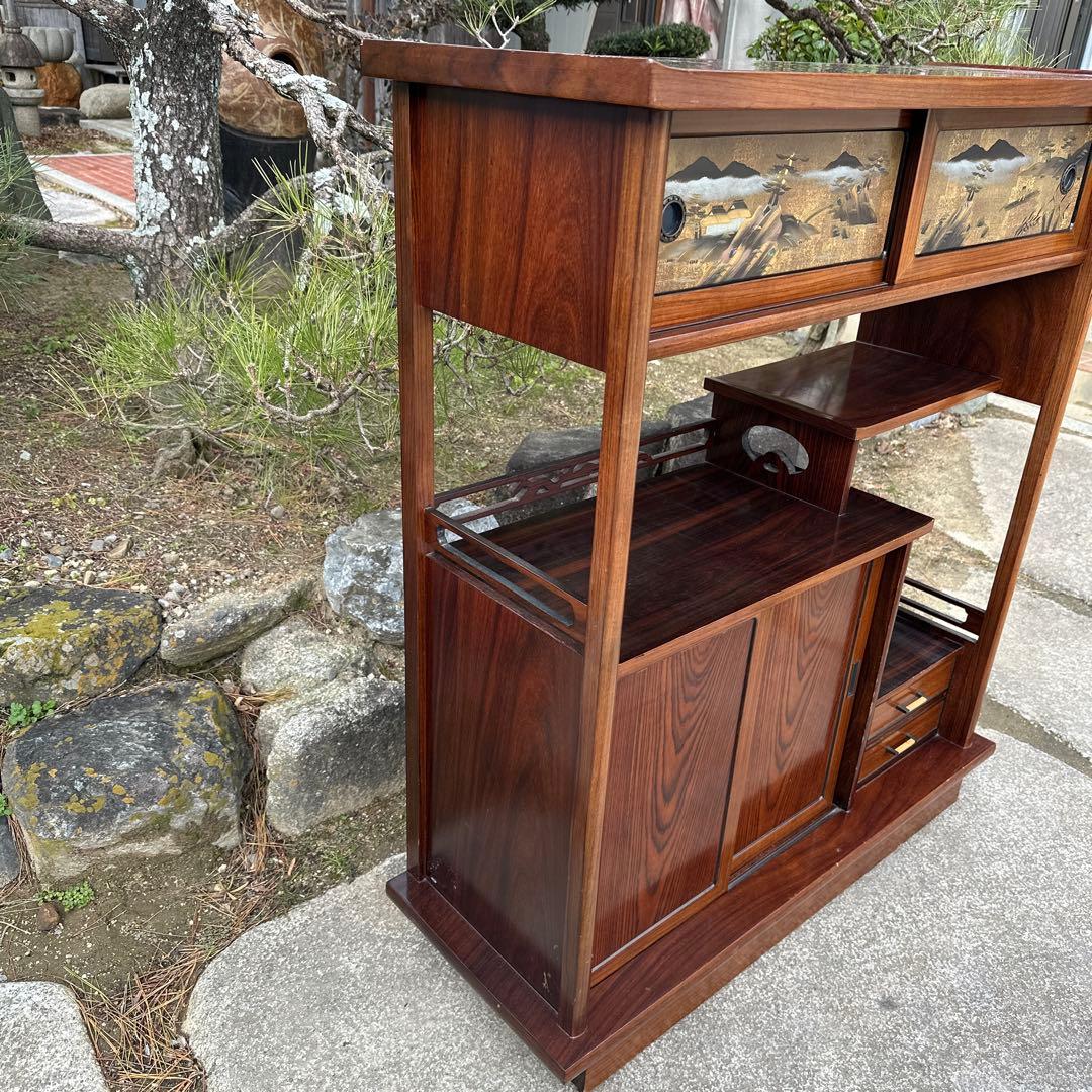 茶棚 茶箪笥 蒔絵 金彩 豪華 金厚塗り 立体感 重厚感 銘：玉水 螺鈿iso※