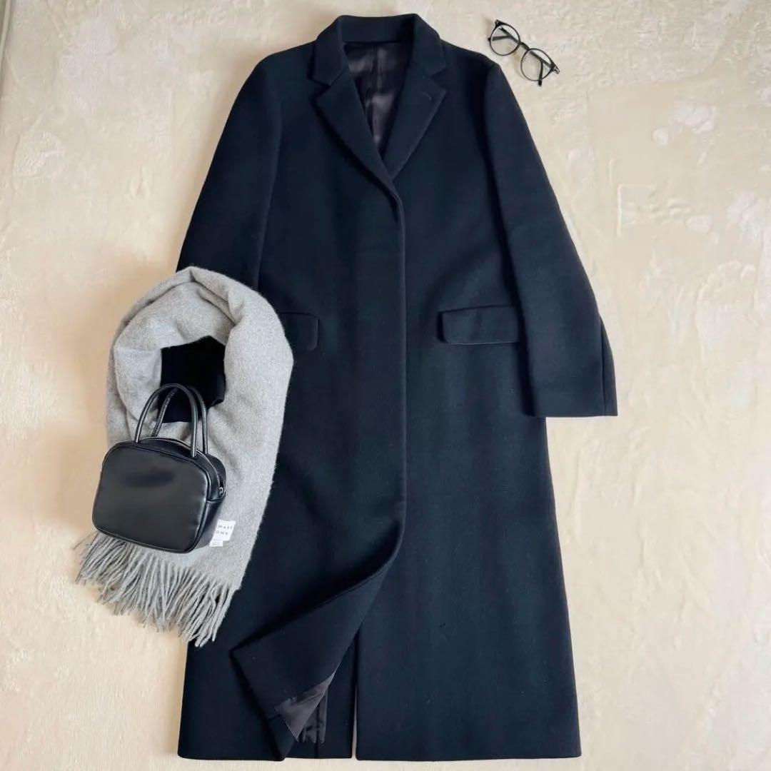 【美品】YLEVE イレーヴ ウールロング チェスターコート ブラック 日本製