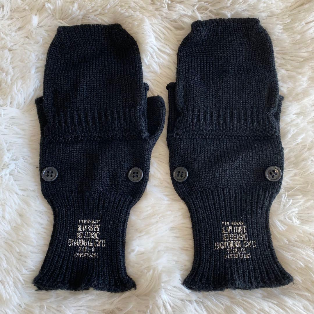 【良品】 N.HOLLYWOOD ミトン付き フィンガーレス ニット グローブ