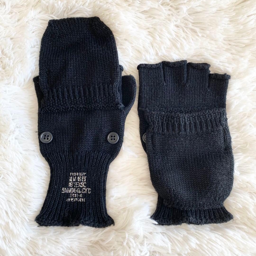 【良品】 N.HOLLYWOOD ミトン付き フィンガーレス ニット グローブ