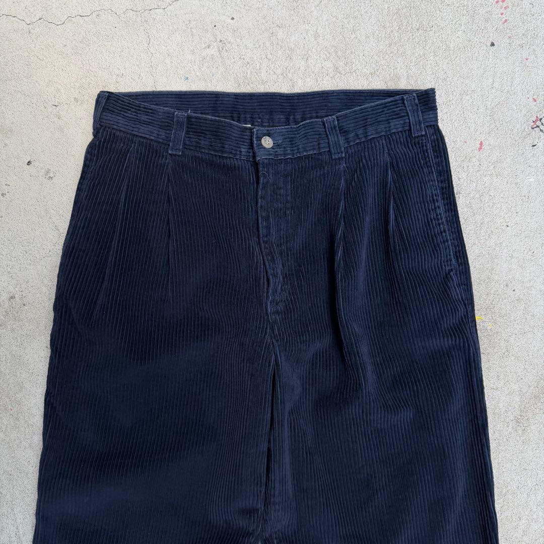 90s DOCKERSドッカーズ 太畝コーデュロイパンツ ネイビー