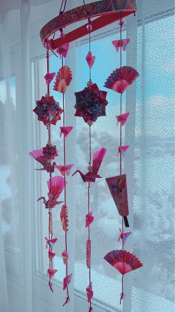 ⑤吊るし飾り（大）　ひな祭り　お雛様　桃の節句　壁飾り 赤　さげもん