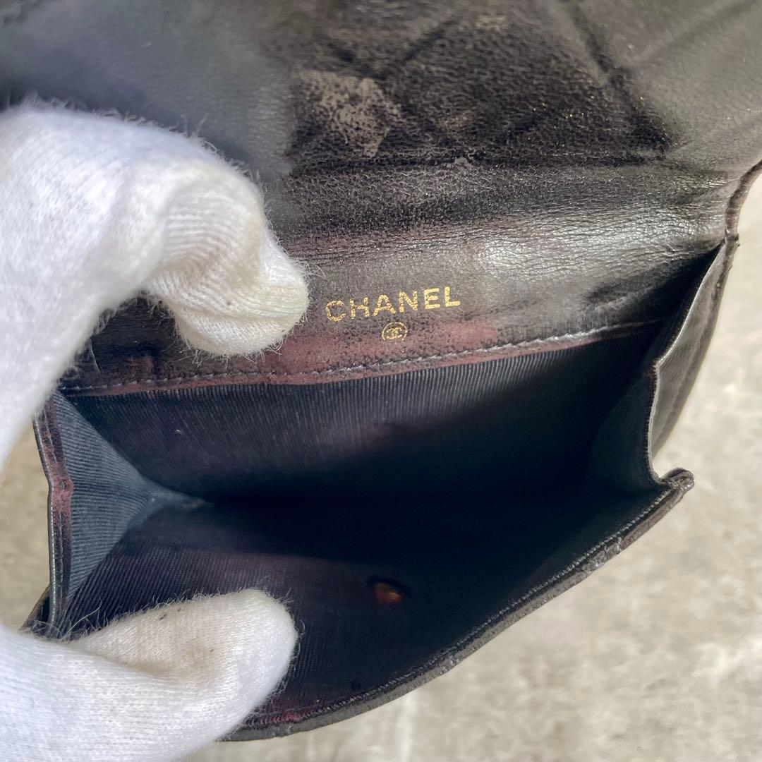 CHANEL ビコローレ Wホック ラムスキン 二つ折り財布 ウォレット