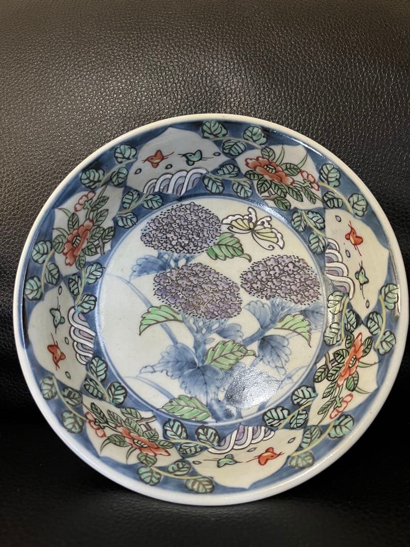 佐藤走波 六代 染錦紫陽花波千鳥文 深皿