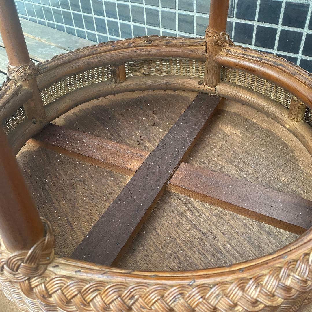 ラタン サイドテーブル ヴィンテージインテリア 籐 ナチュラル 美品