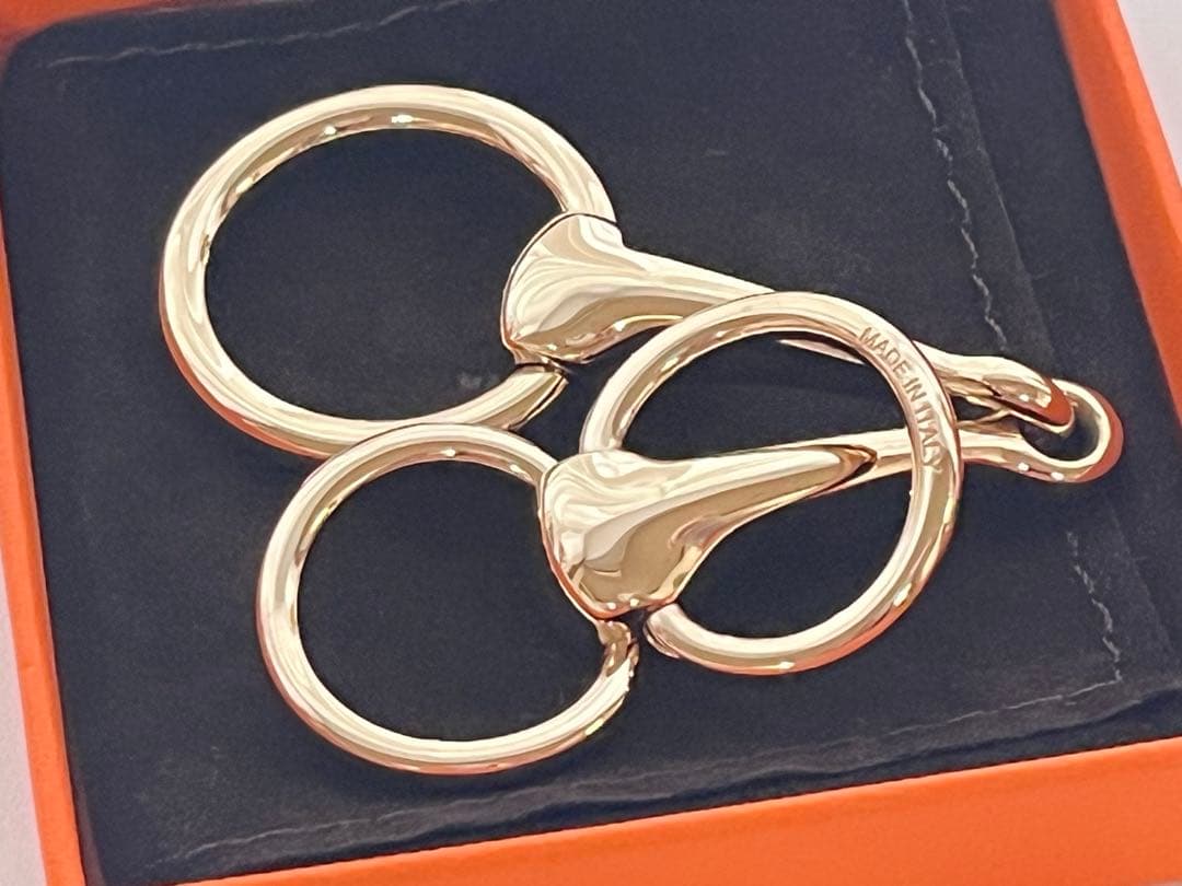 HERMES エルメス　スカーフリング　モール　90 ゴールド