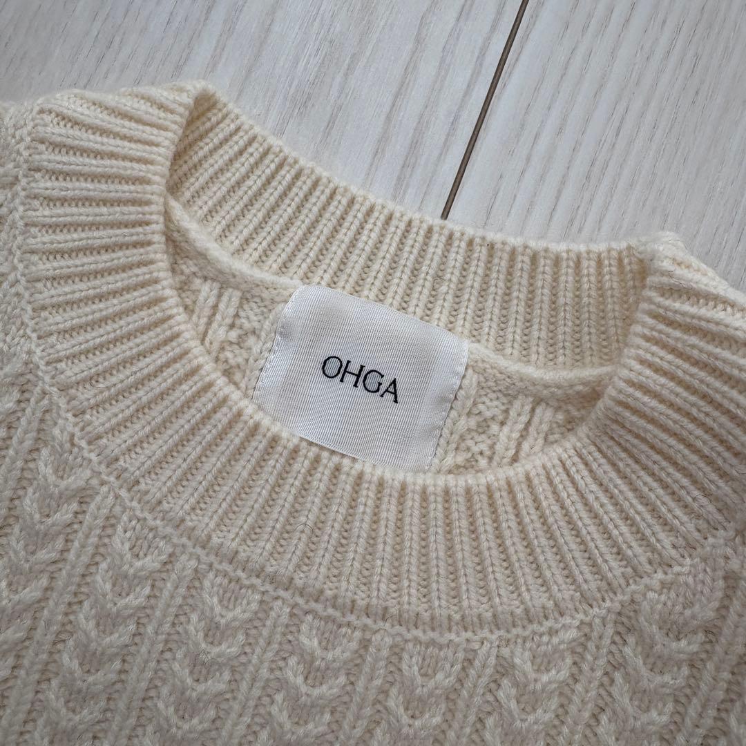 OHGA オーガ CABLE PUFF KNIT ホワイト