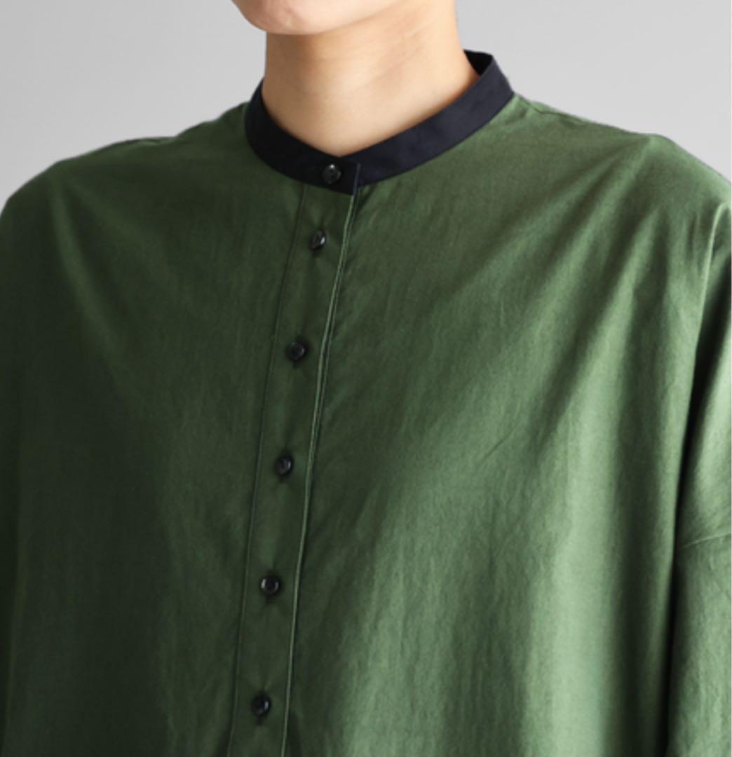 huis ワンピース　バンドカラー　遠州織物　HUIS